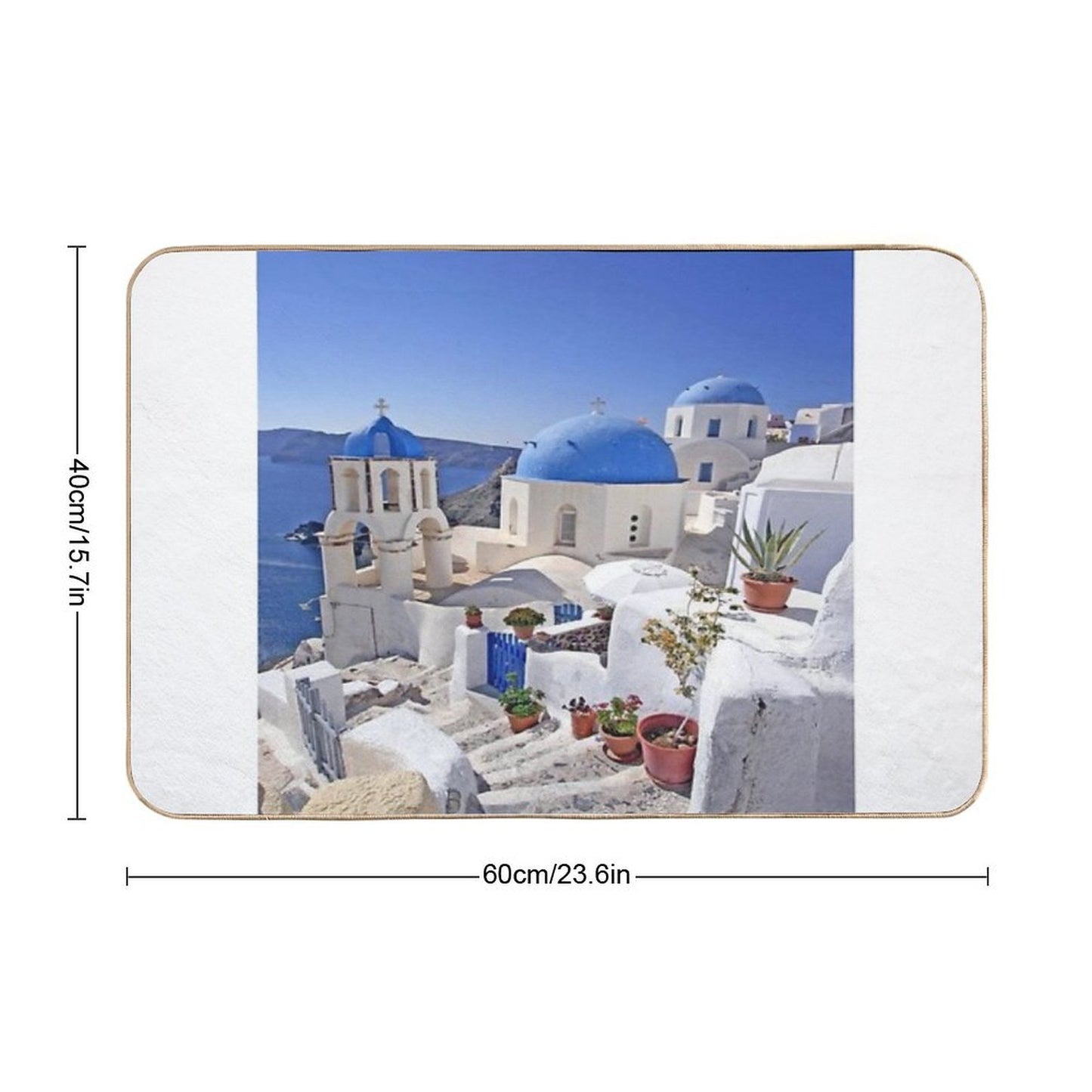 Greek Islands City  Long-Lasting Bath Mat
