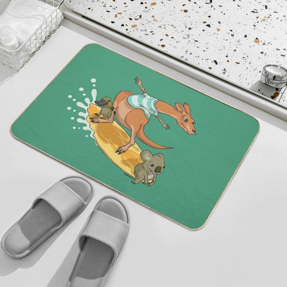 Surfing Kangaroo And Friends  Easy To Clean Bath Mat