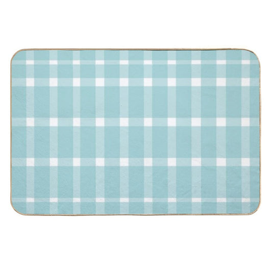 Blue Gingham  Stain-Proof Bath Mat