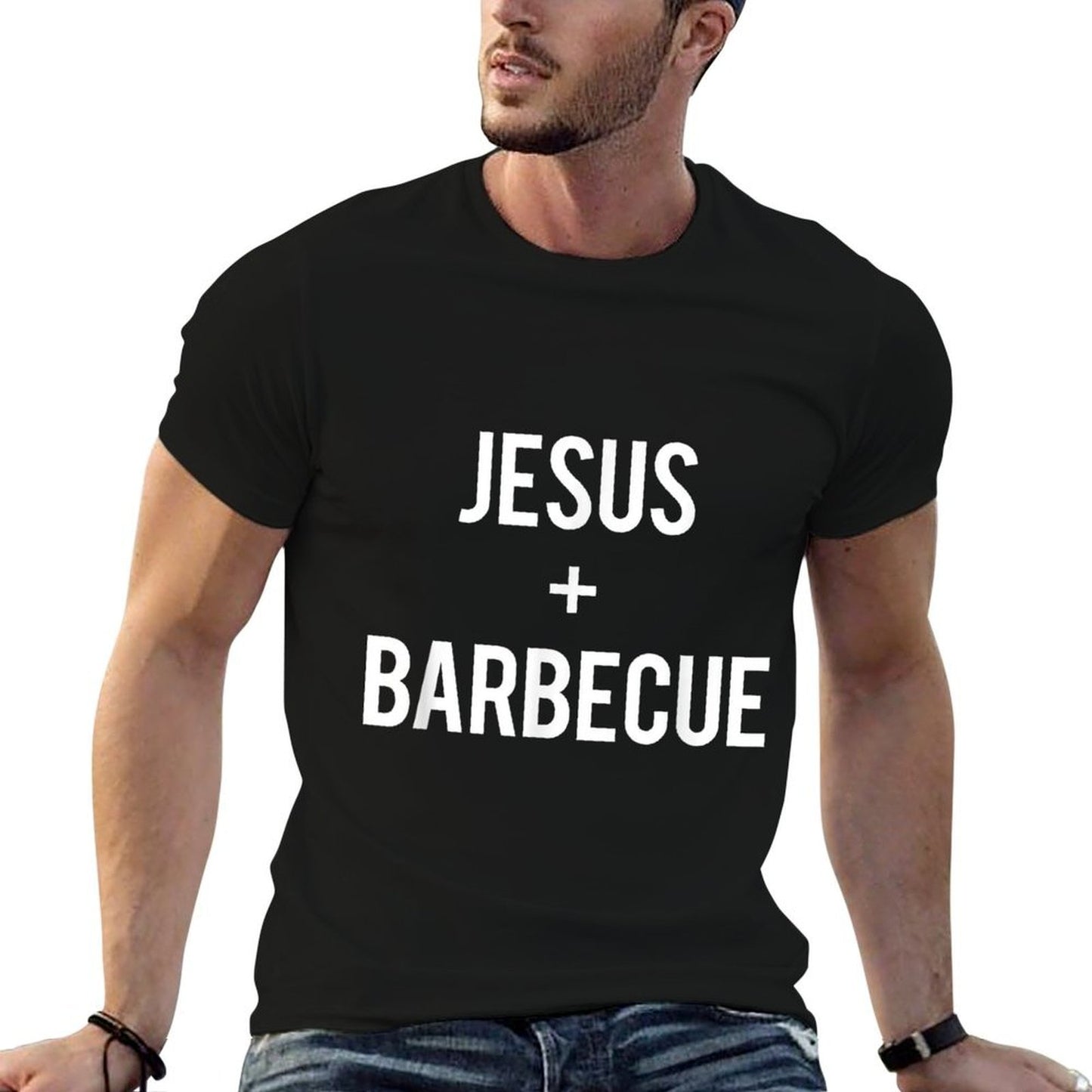 Love Jesus And BBQ Food Faith Quote Funny Christian Gift  Soft T-Shirt