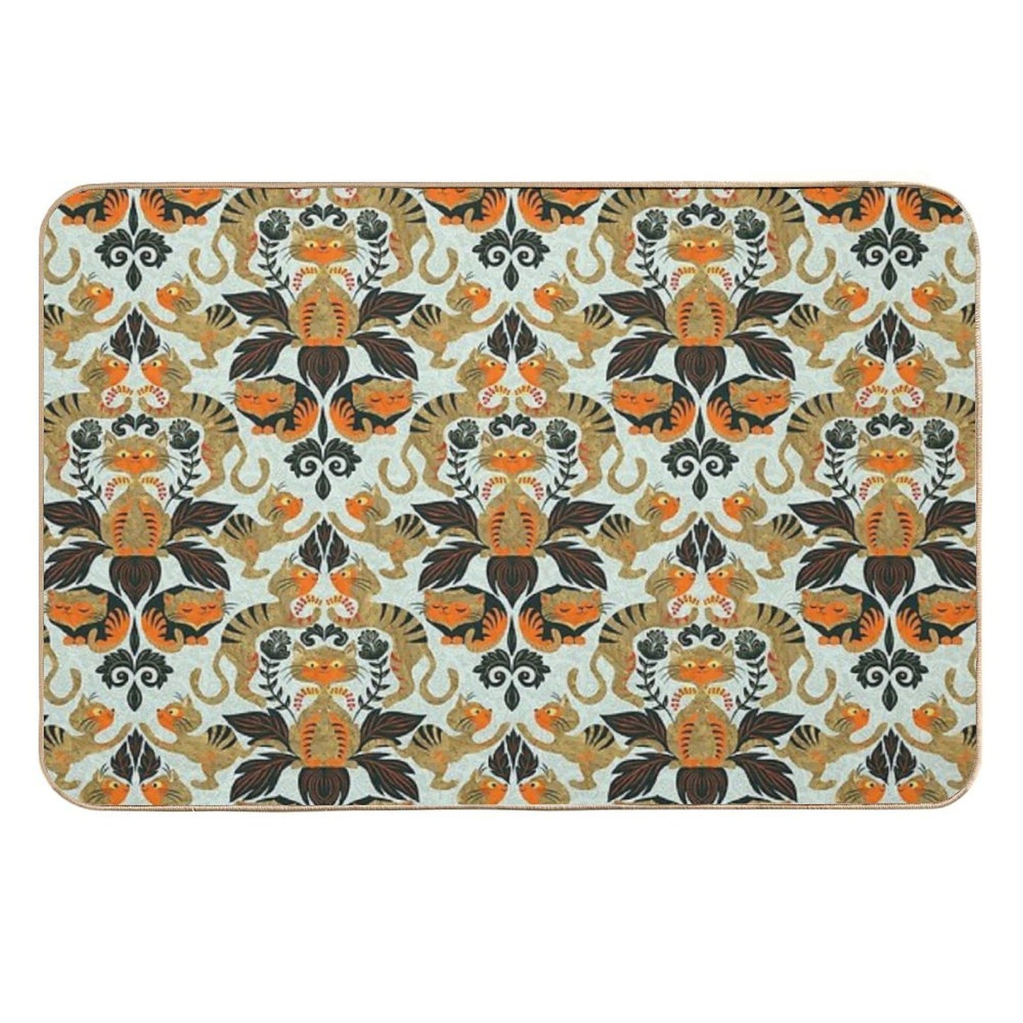 Damask Cats Durable Bath Mat