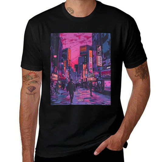 Japanese Streetwear Retro Twilight Tokyo Alley  Odor-resistant T-Shirt