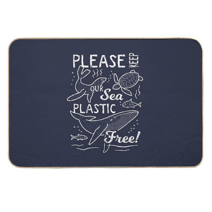 Please Keep Our Sea Plastic Free - Marine Animals  Dirt-Trapping Bath Mat