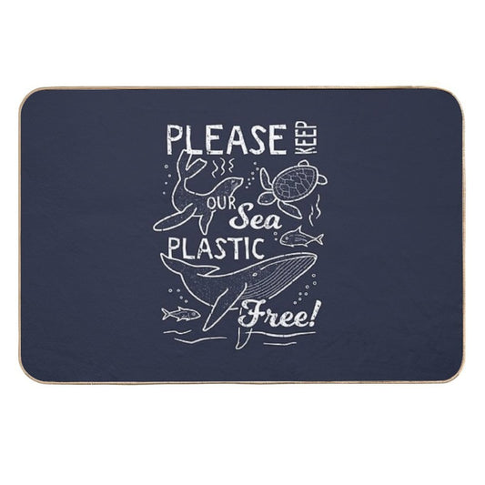 Please Keep Our Sea Plastic Free - Marine Animals  Dirt-Trapping Bath Mat