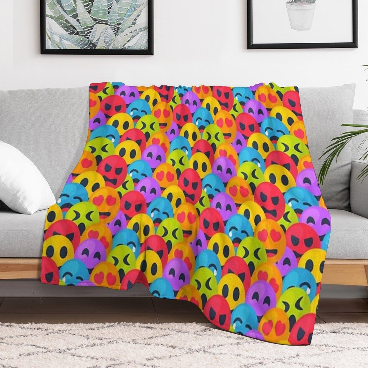 A Lot of Emojis Are Looking at You Eco-conscious Throw Blanket