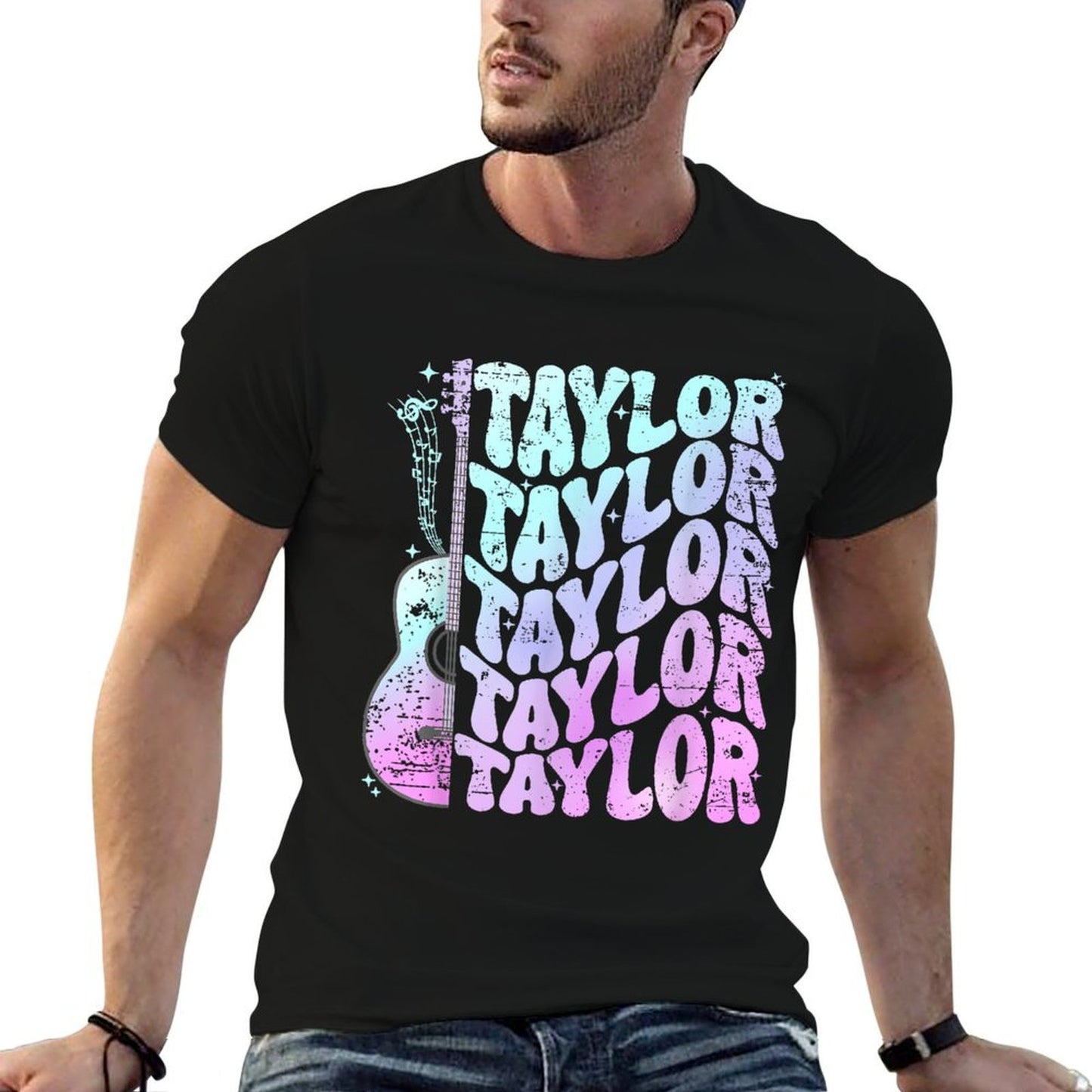 Girl Retro Taylor First Name Personalized Groovy 80&#39;s Pink  Quick-drying T-Shirt