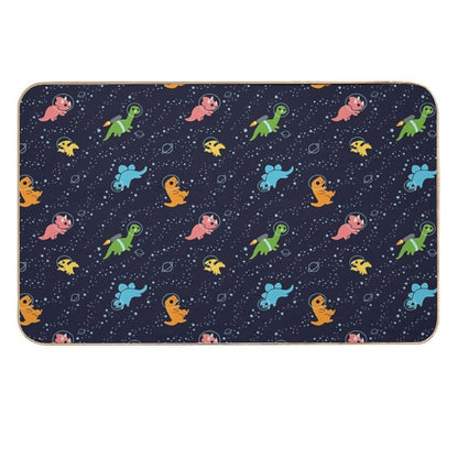 Dinosaurs In Space Pattern  Fade-Resistant Bath Mat