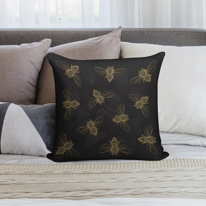 Mandala Bees Soft Shrink-Resistant Throw Pillow