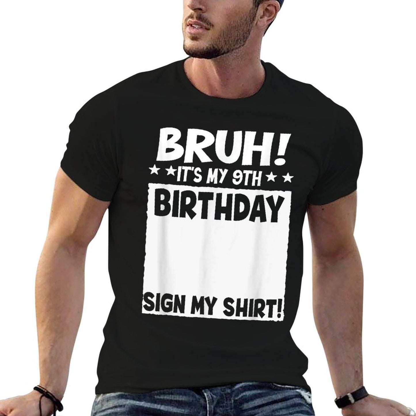 Bruh It's My 9th Birthday Sign My 9 Years Old Party  Lightweight T-Shirt