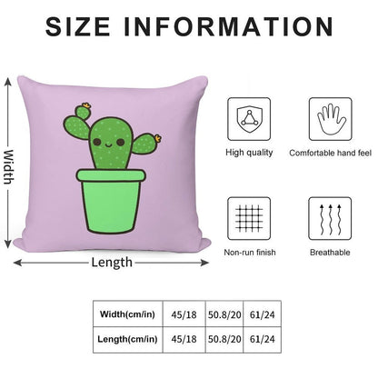 Cute Cactus in Green Pot Soft High-Density Material Throw Pillow
