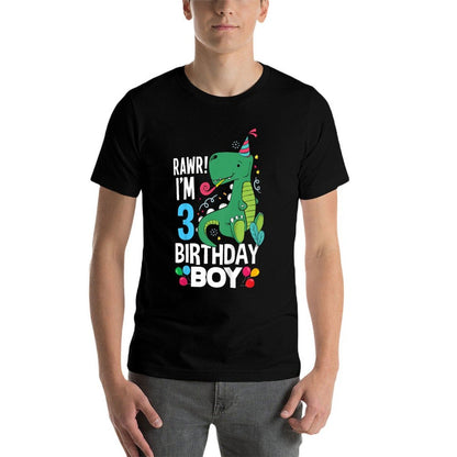 Kids 3rd Birthday Boys 3 Year Old Birthday Boy T Rex Dinosaur  Wrinkle-resistant T-Shirt