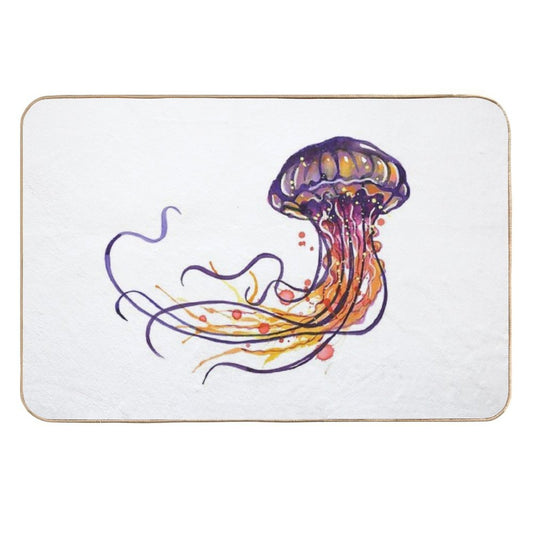 Jellyfish Watercolor  Rapid-Drying Bath Mat