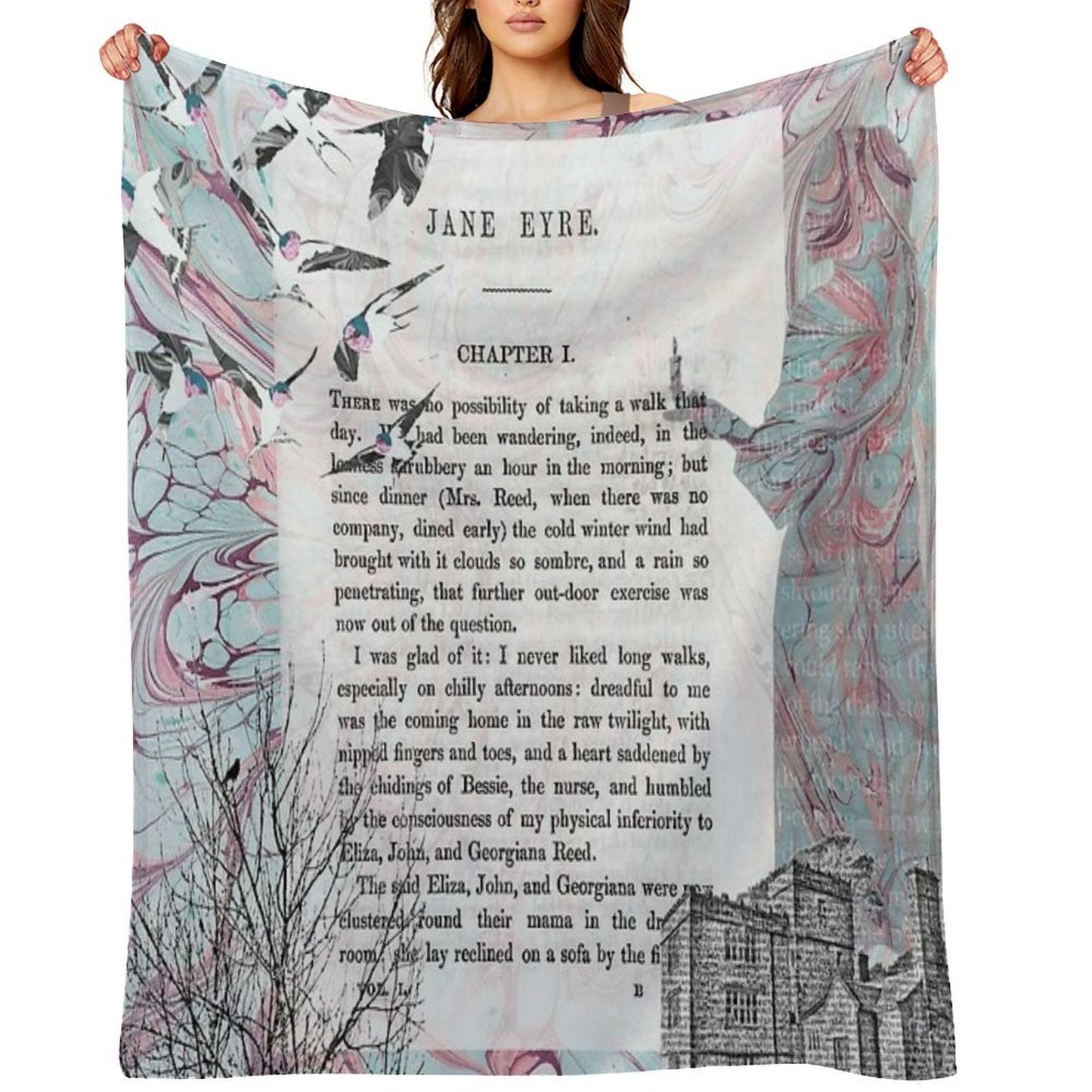 Jane Eyre Collage Gift-ready Throw Blanket