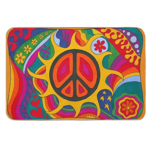 Psychedelic Flaming Peace  Non-Slip Bath Mat