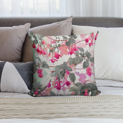Rainbow Fuchsia Floral Pattern - with Grey Soft Warmth Comfort Throw Pillow