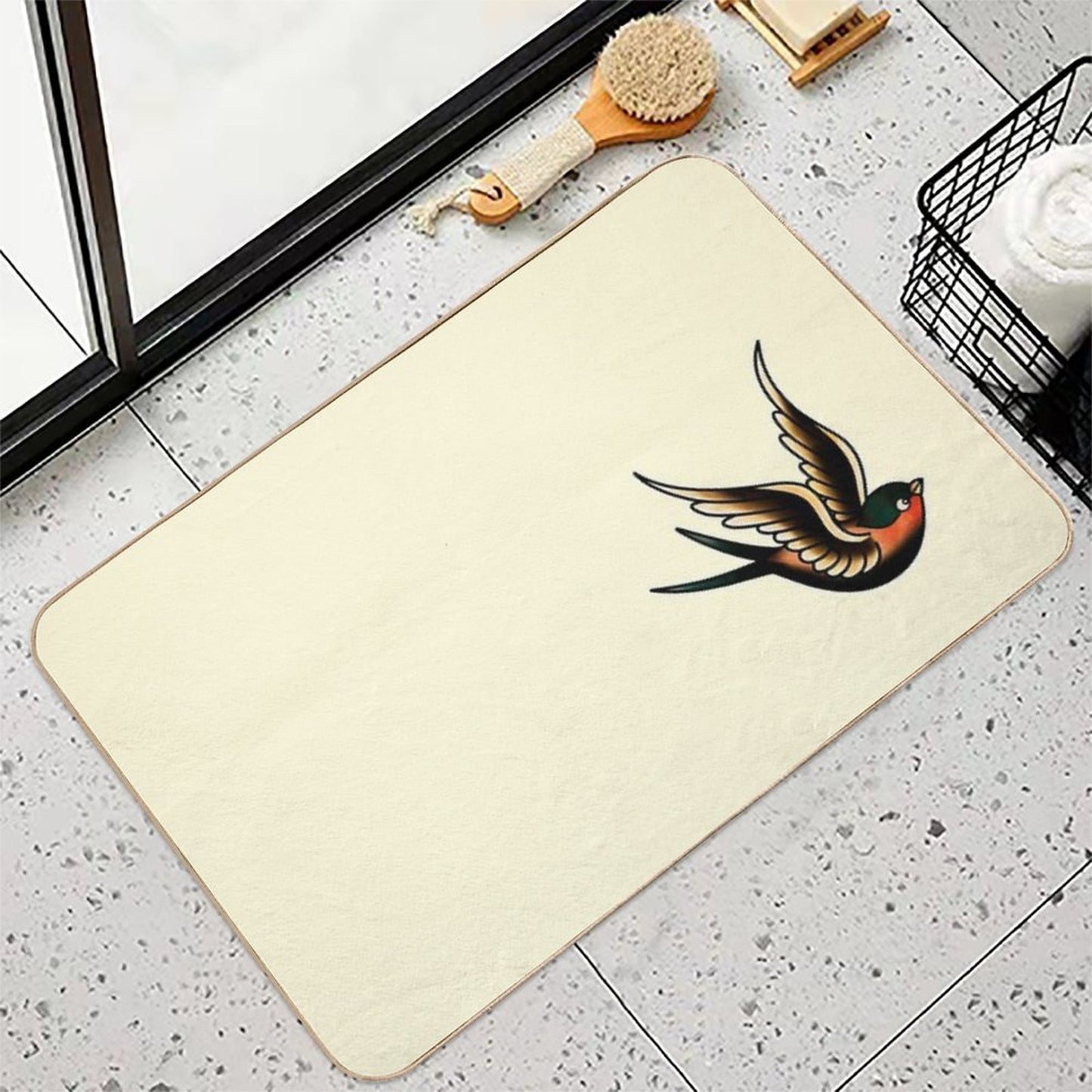 Vintage Traditional Swallow  Absorbent Bath Mat