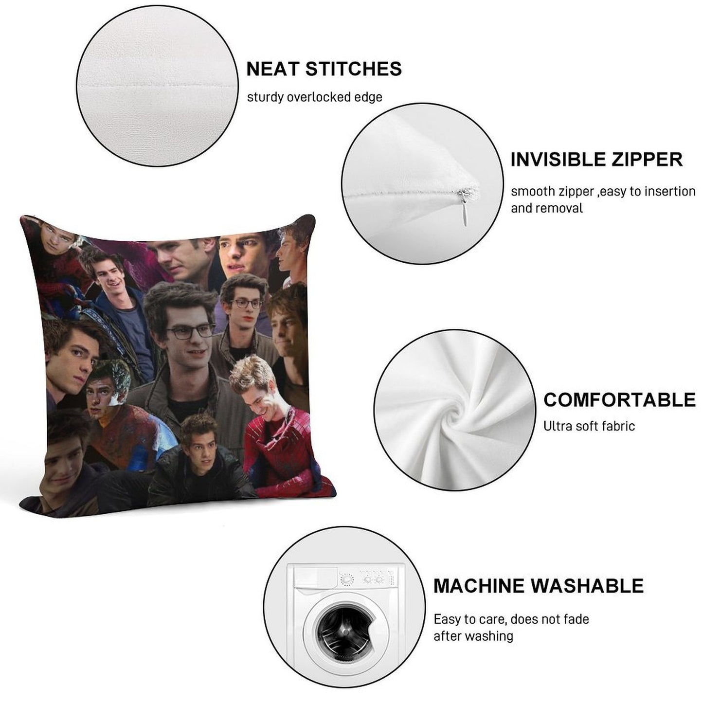 Andrew Spider Garfield Man Soft Durable Construction Throw Pillow