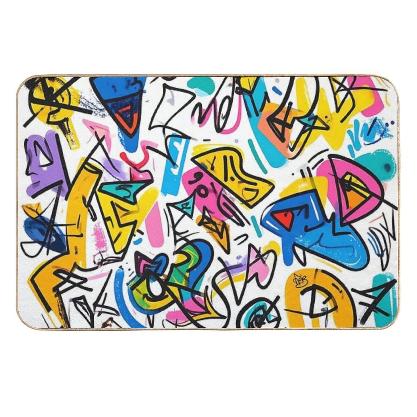 Colorful Abstract Graffiti  Easy To Clean Bath Mat