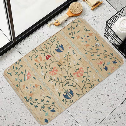 Uzbekistan Suzani Nim Embroidery Print  Easy To Clean Bath Mat