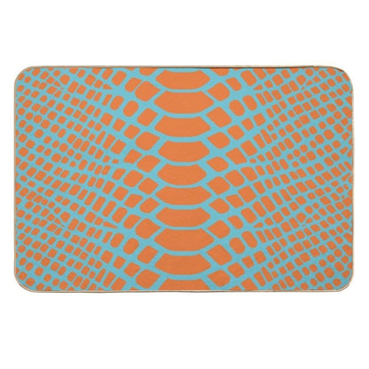 Snake Print - Pacific Coast Blue & Tart Orange  Long-Lasting Bath Mat