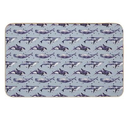 Watercolor Whale Trio in Grey  Eco-Friendly Bath Mat