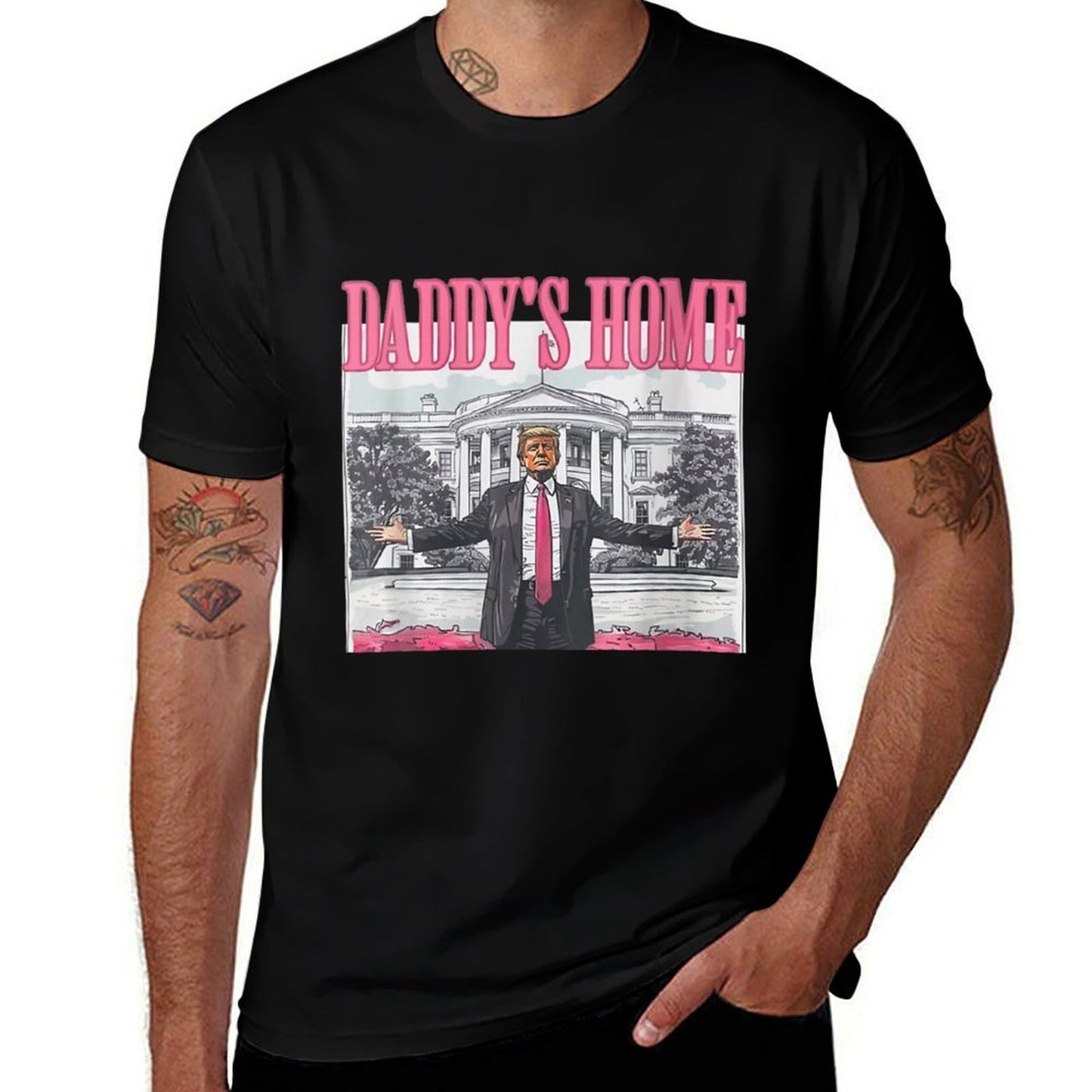 Womens Funny Daddy&#39;s Home Trump Pink 2025 Take America Back 2025  Classic T-Shirt