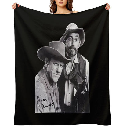 Gunsmoke Series James Arness And Matt Dillon Eco-conscious Throw Blanket