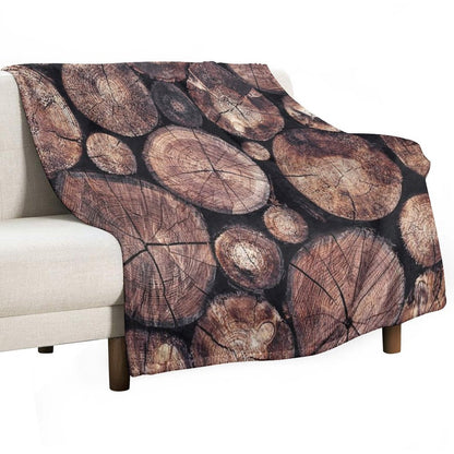 The Wood Holds Many Spirits  Vintage Moody Spiritual Forest Texture Lodge Logs With Cascadia Cabin Tree Souls Travel-friendly Throw Blanket