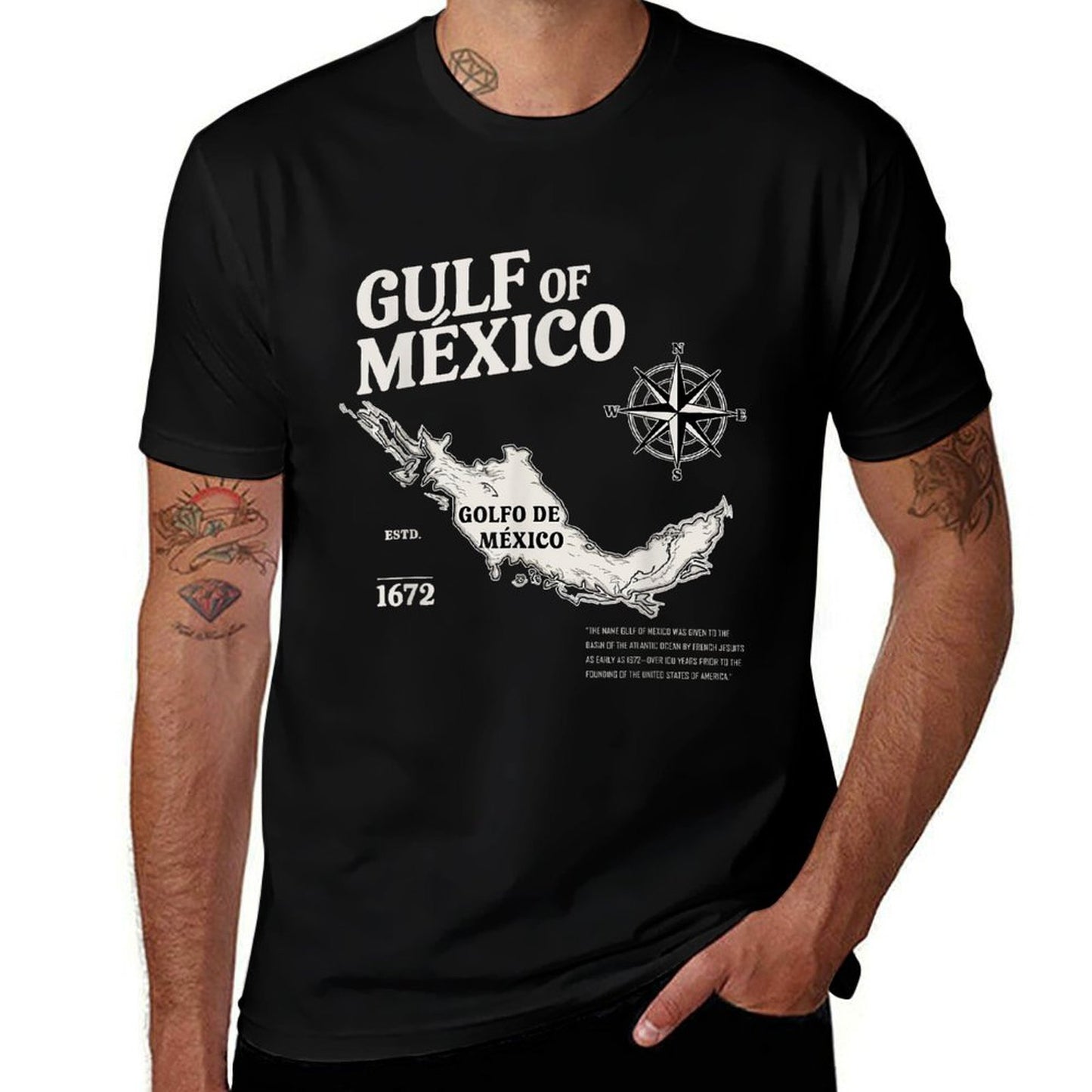 Gulf of Mexico Not US America Historic Map 1672  Cotton T-Shirt