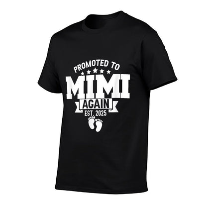 Promoted To Mimi Again 2025 Funny Pregnancy Announcement  Rolled Sleeves T-Shirt