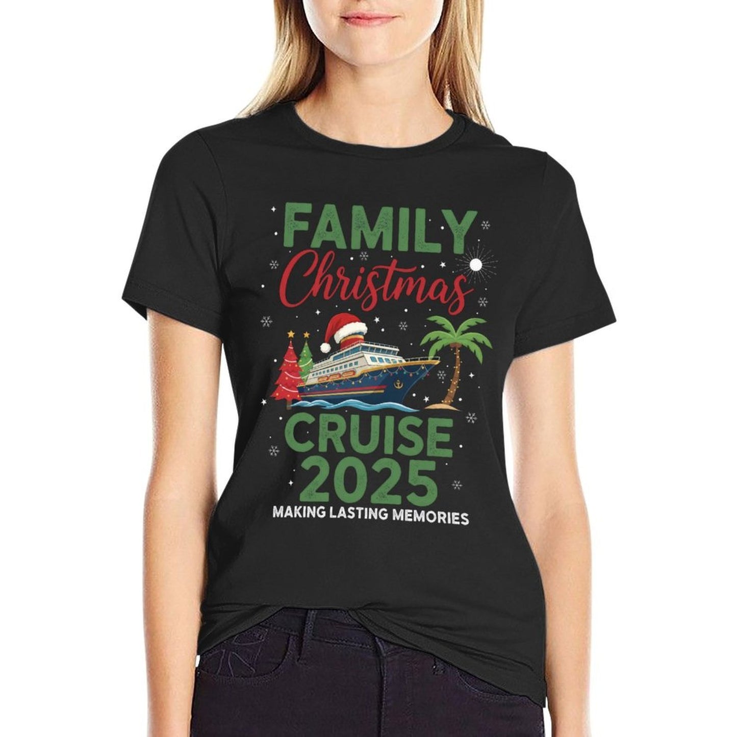 Family Christmas Cruise 2025  Rolled Sleeves T-Shirt