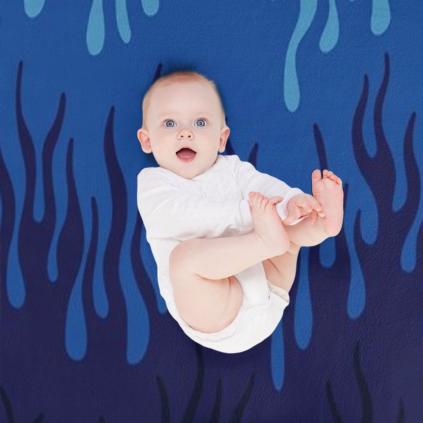 Blue Fire Flame Print Design Durable Throw Blanket