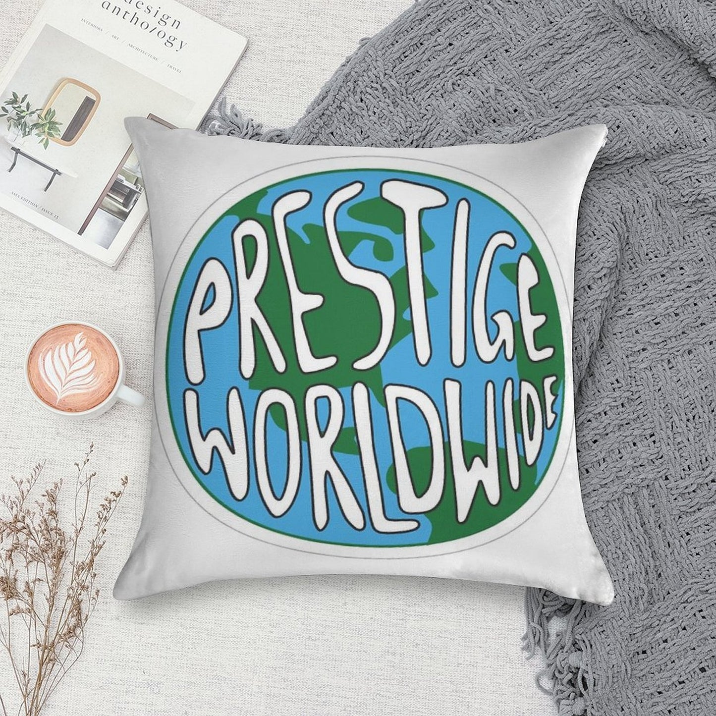 Prestige Wordwide Soft Hidden Zipper Throw Pillow