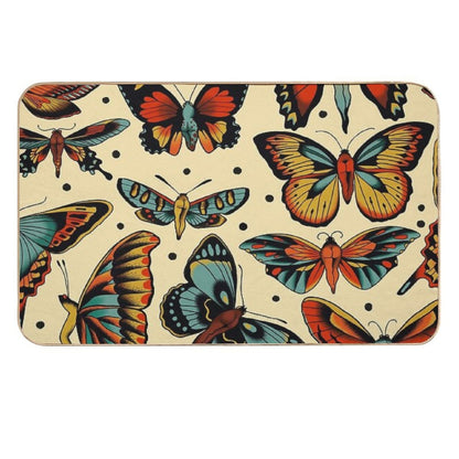 Butterflies Traditional Tattoo Flash  Eco-Friendly Bath Mat