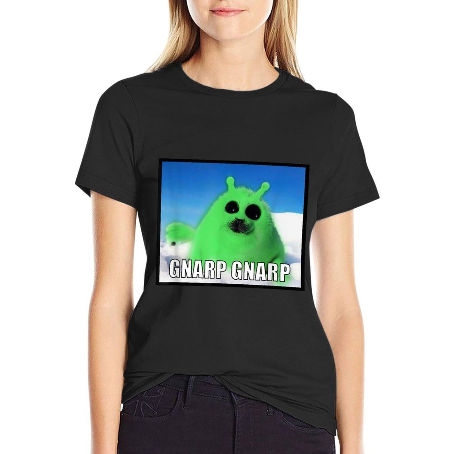 Gnarp Seal Silly Alien Cat Meme Men Women Girls Kids  Lightweight T-Shirt