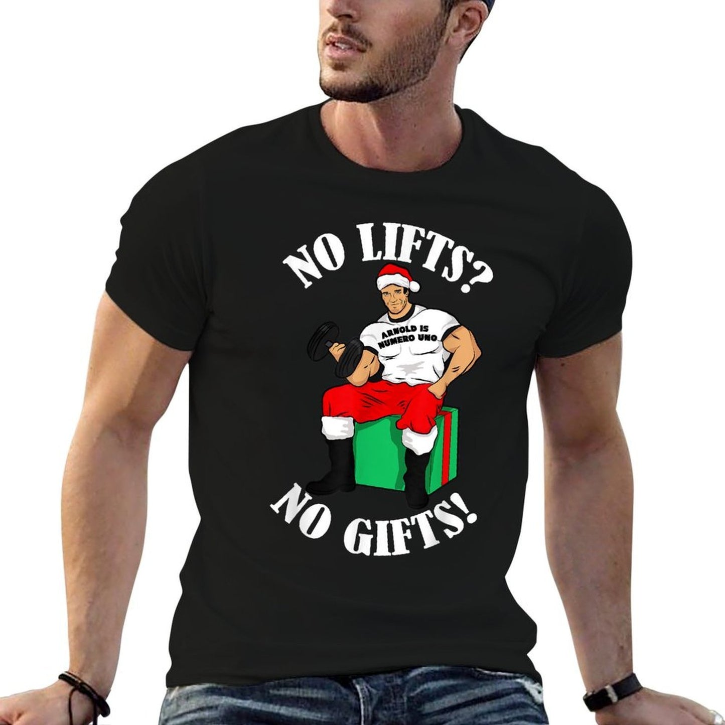 Arnold Numero Uno No Lifts Nos! Christmas  Heathered Texture T-Shirt