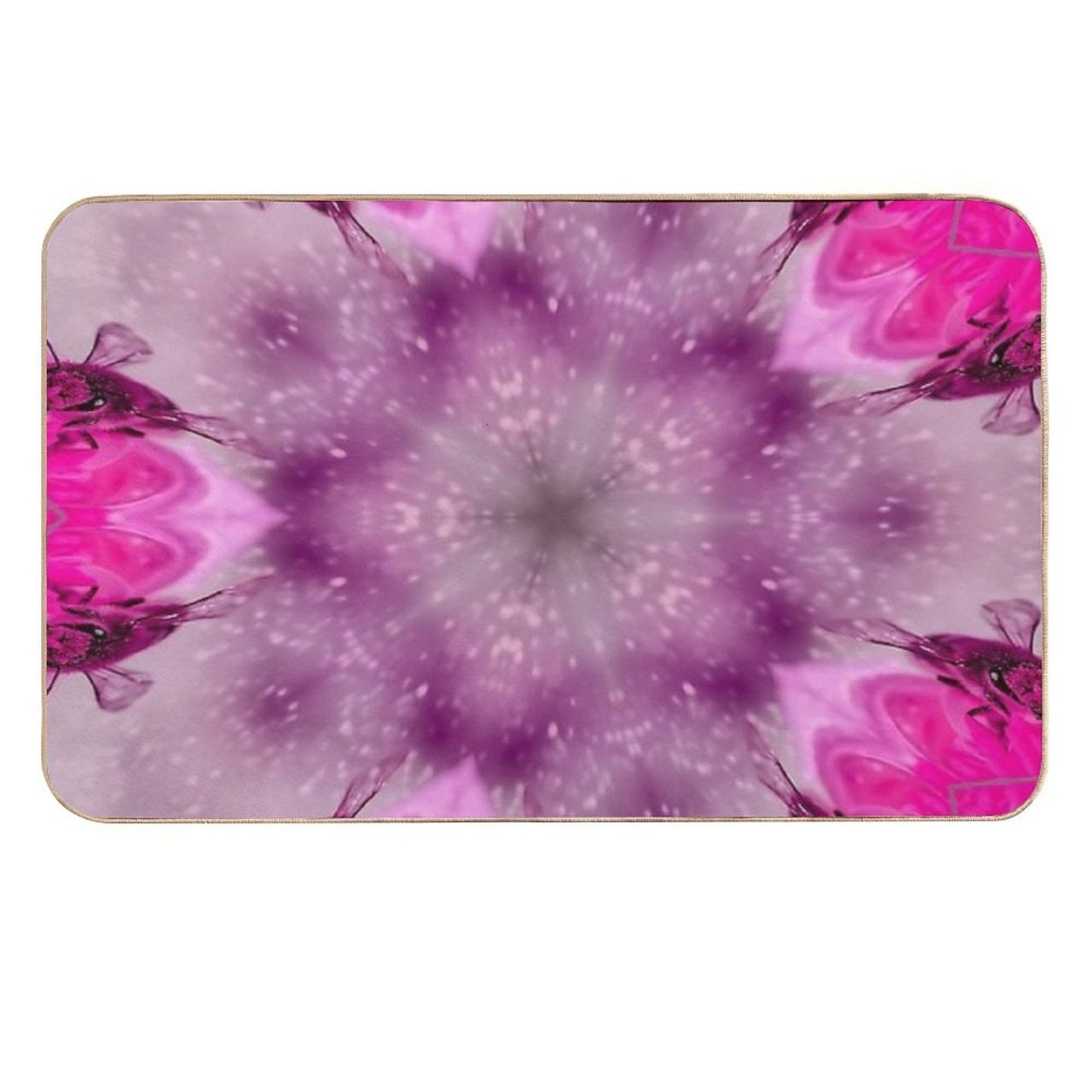 11-Circle Pink Kaleidoscope Pattern with Radiant Symmetry  Easy Maintenance Bath Mat