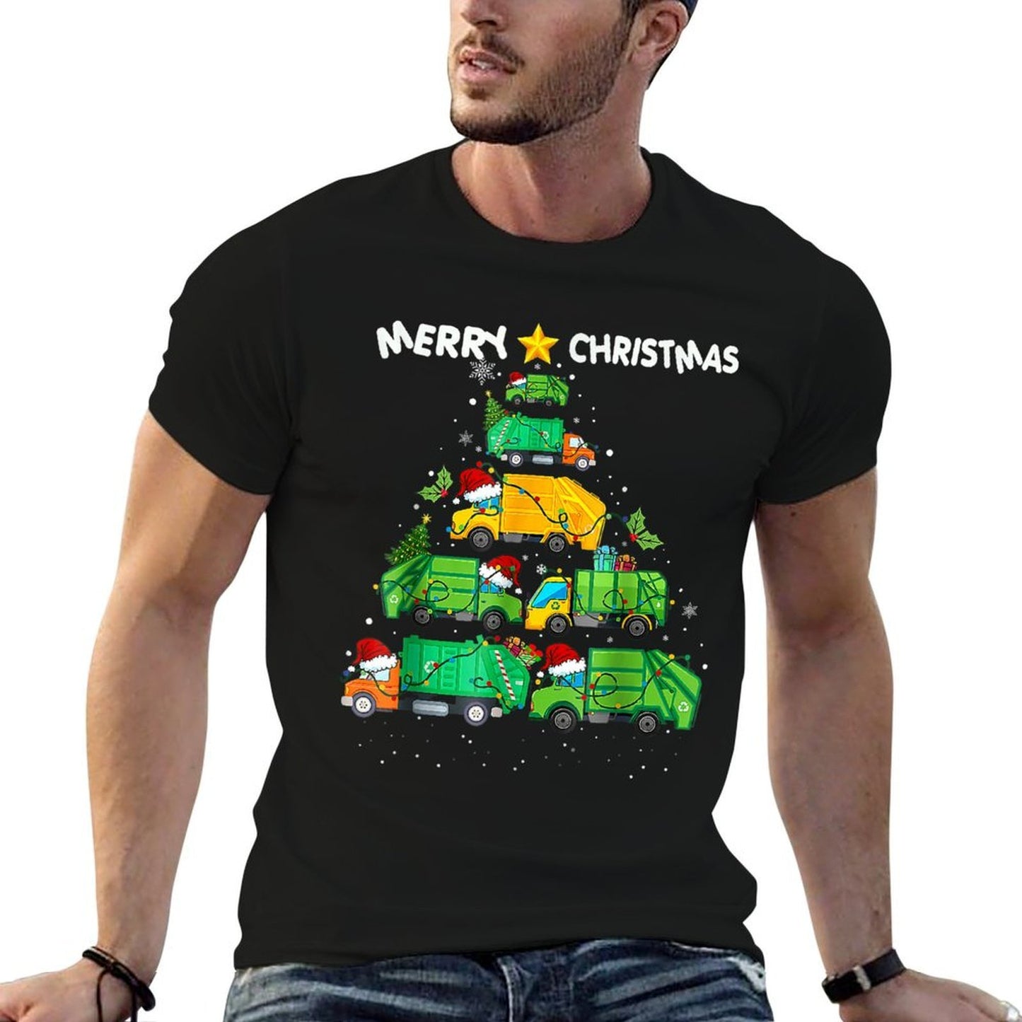Funny Garbage Truck Christmas Tree Ornament Decor Boys Kids Comfortable T-Shirt