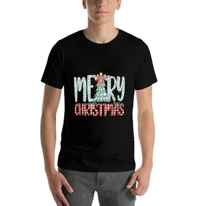 Retro Checkered Floral Merry Christmas Tree Bow Xmas Holiday  Affordable Price T-Shirt