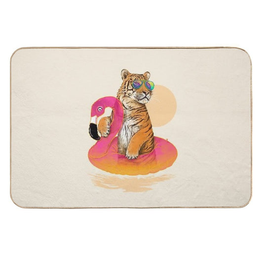 Chillin, Flamingo Tiger Durable Bath Mat