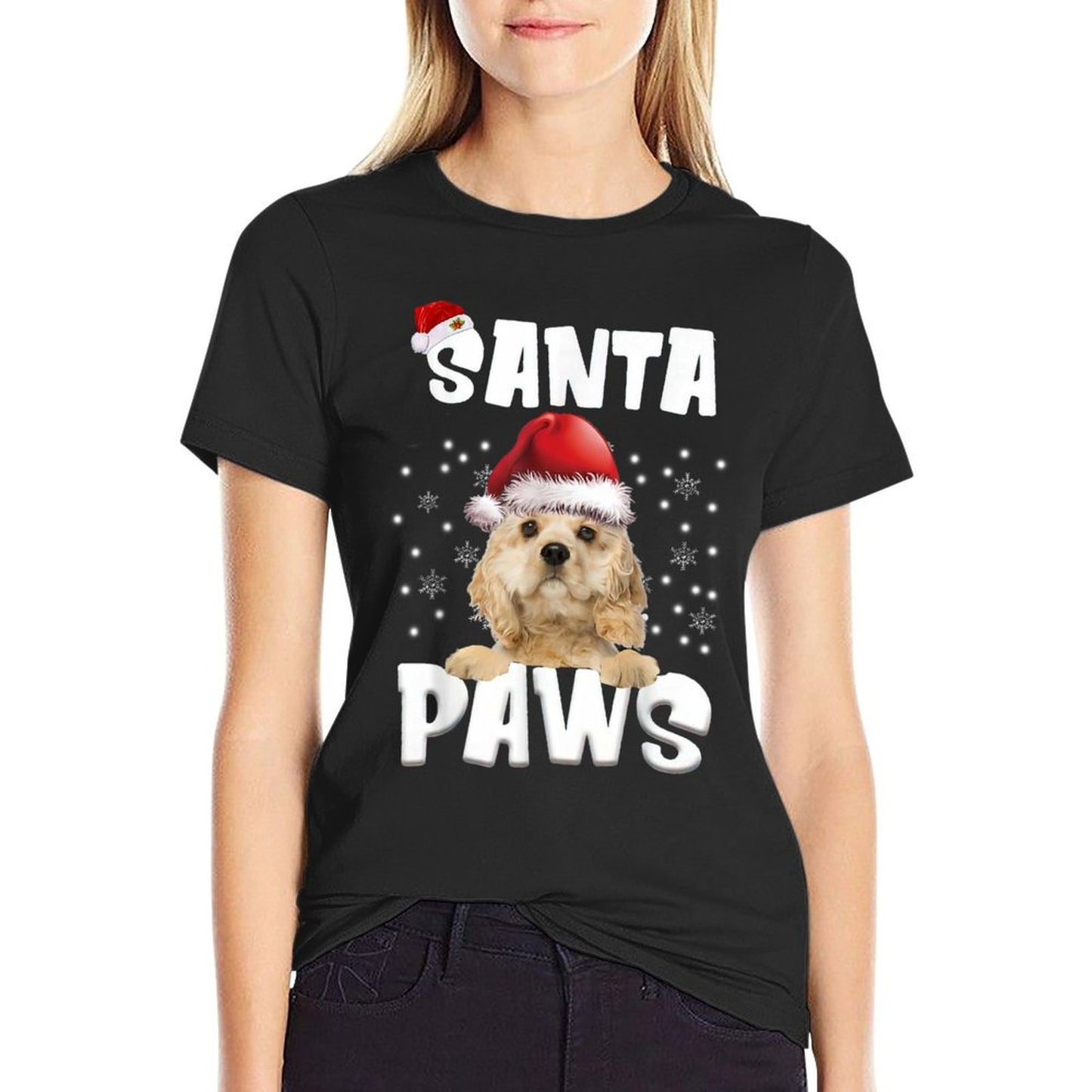 Funny American Cocker Spaniel Christmas Lights Tree Dog Men Women  Moisture-wicking T-Shirt