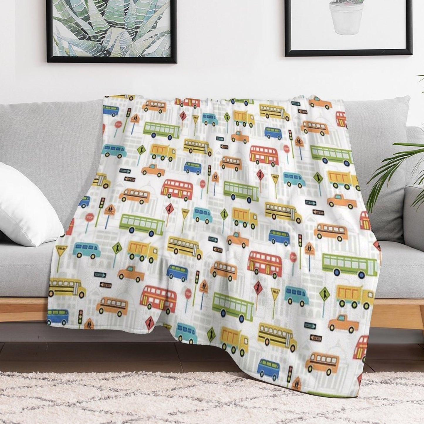 Bus Stop Machine-washable Throw Blanket