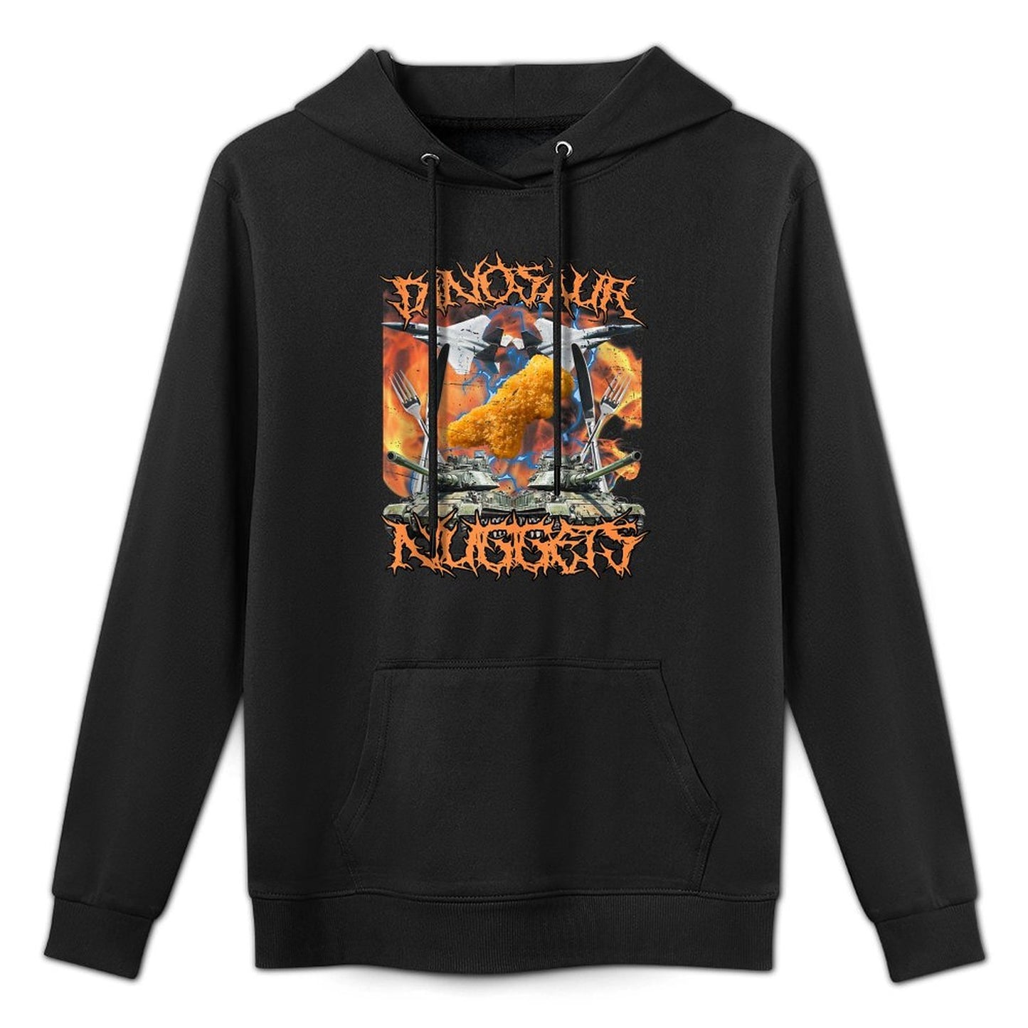 Funny Dinosaur Chicken Nugget Bootleg Hardcore Flames Meme Pilling-Resistant Hoodie