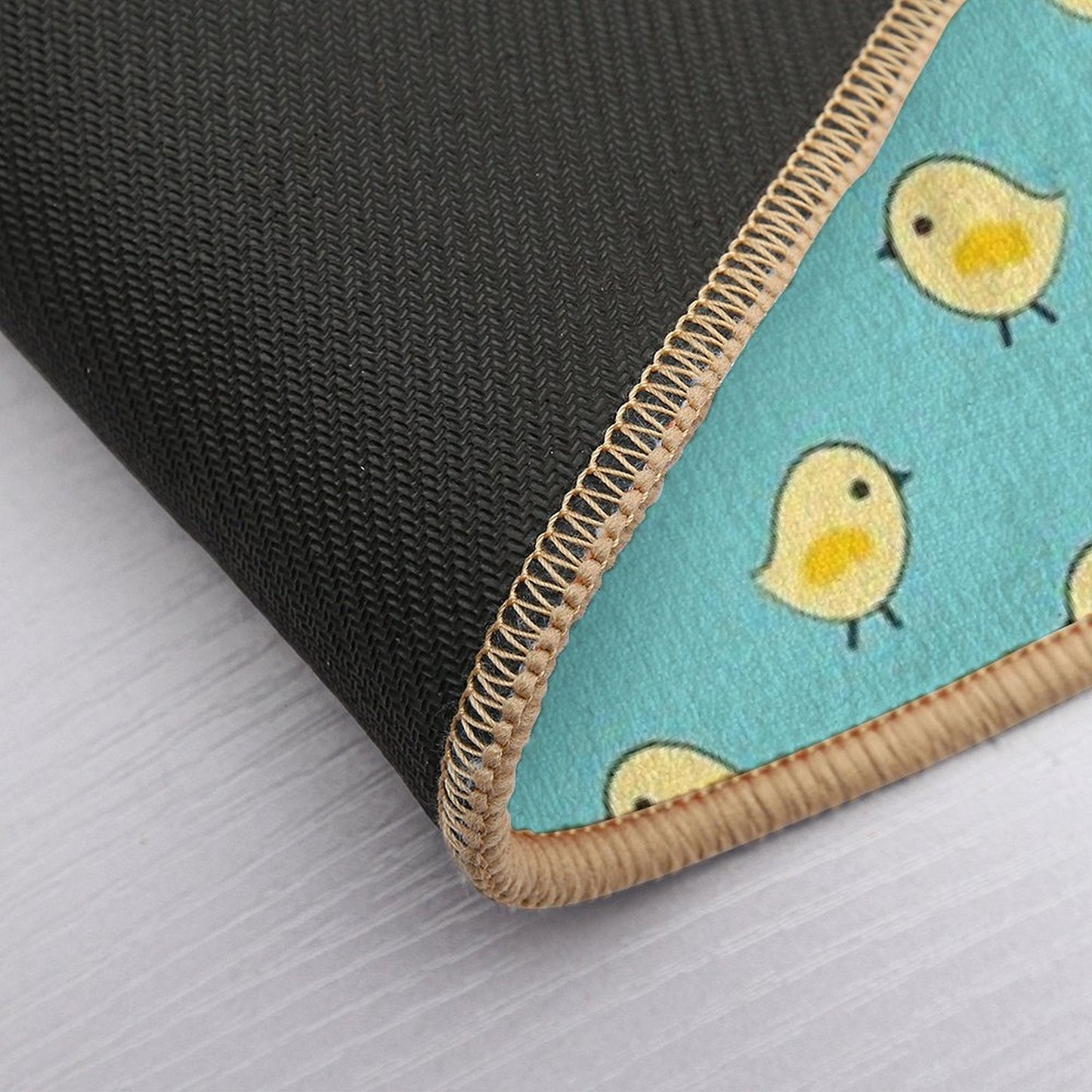 Busy Chicks Pattern - Yellow on Aqua Blue  Pet-Safe Bath Mat