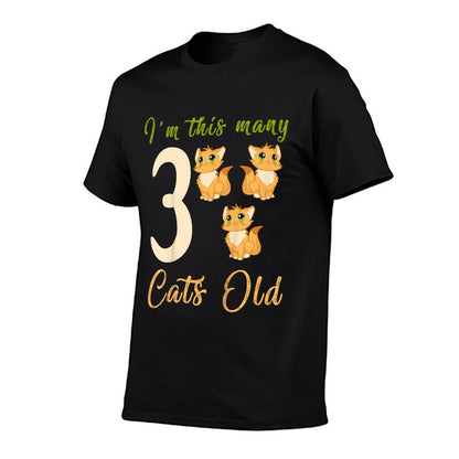 Kids I'm This Many Cats Old 3rd Birthday 3 Years, Three Years Old  Oversized Silhouette T-Shirt