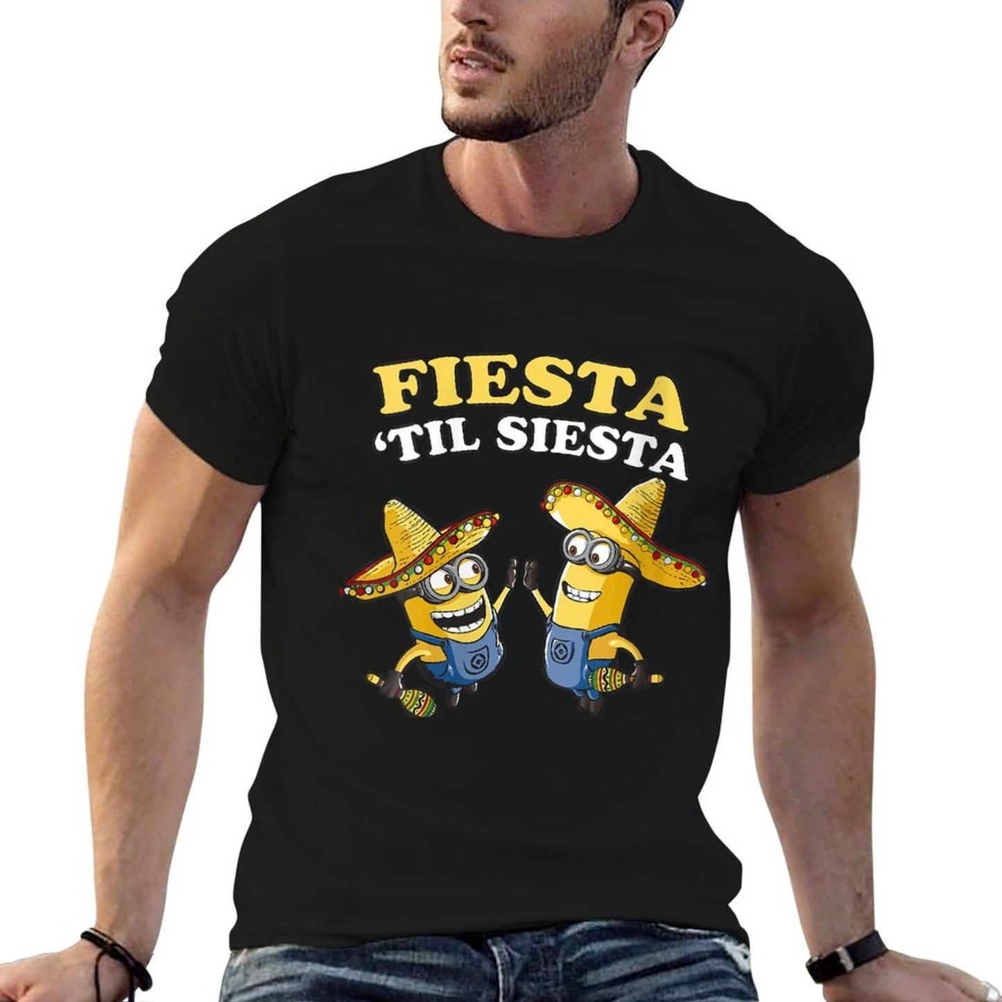 Womens Despicable Me Minions Fiesta 'Till Siesta Sombrero Portrait  Odor-resistant T-Shirt