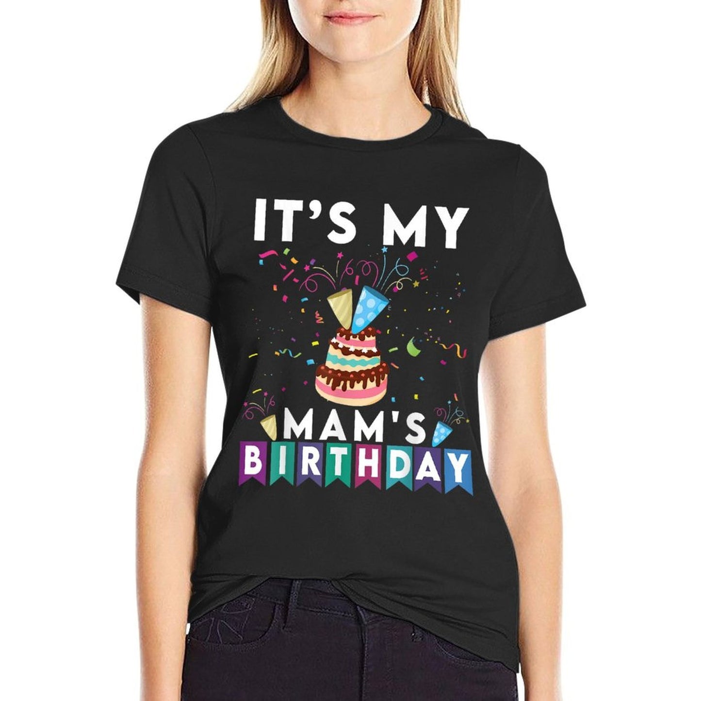 It&#39;s My Mam&#39;s Birthday Family Matching Confetti Cake  Heathered Texture T-Shirt