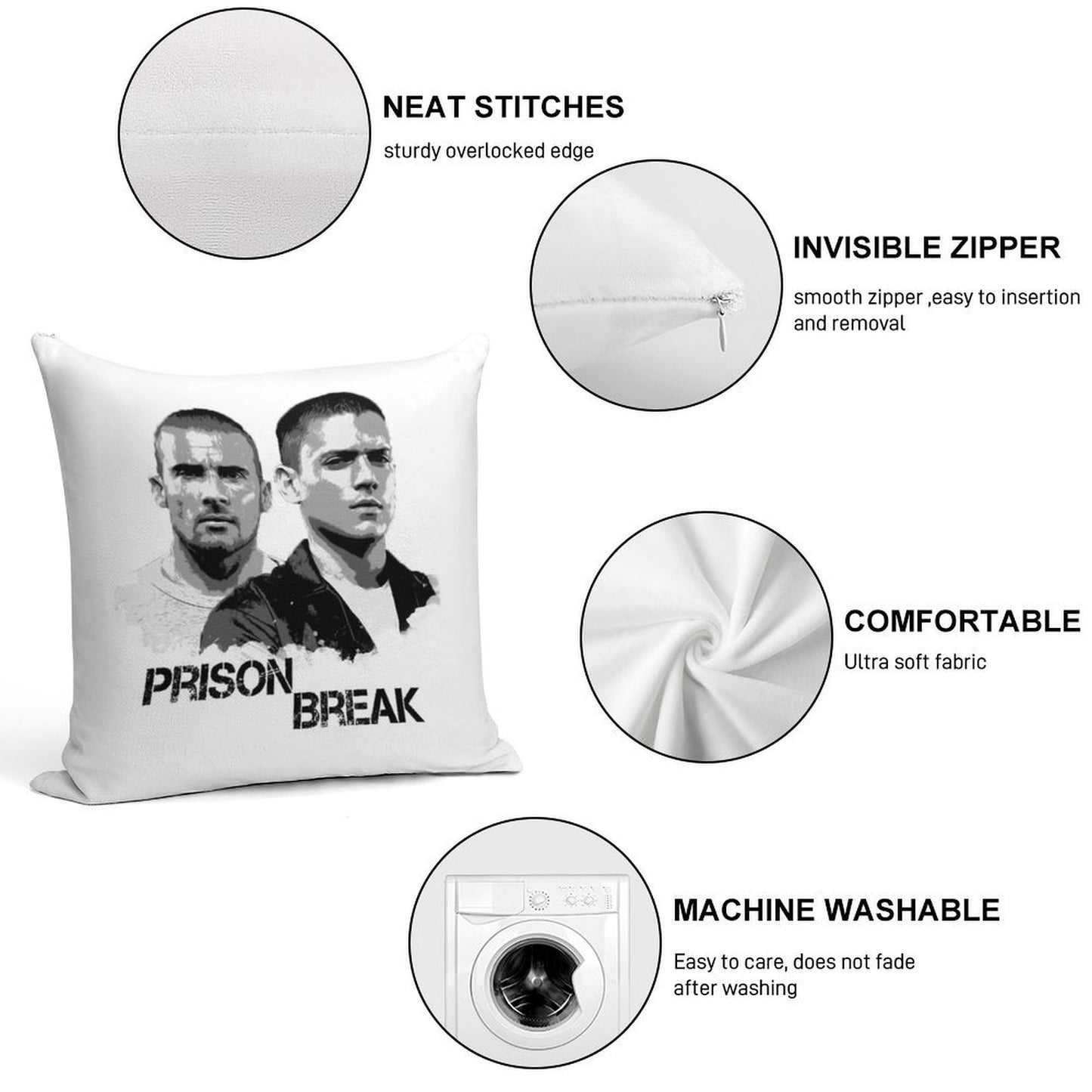 Prison Break Illustration Soft Luxury Feel Throw Pillow
