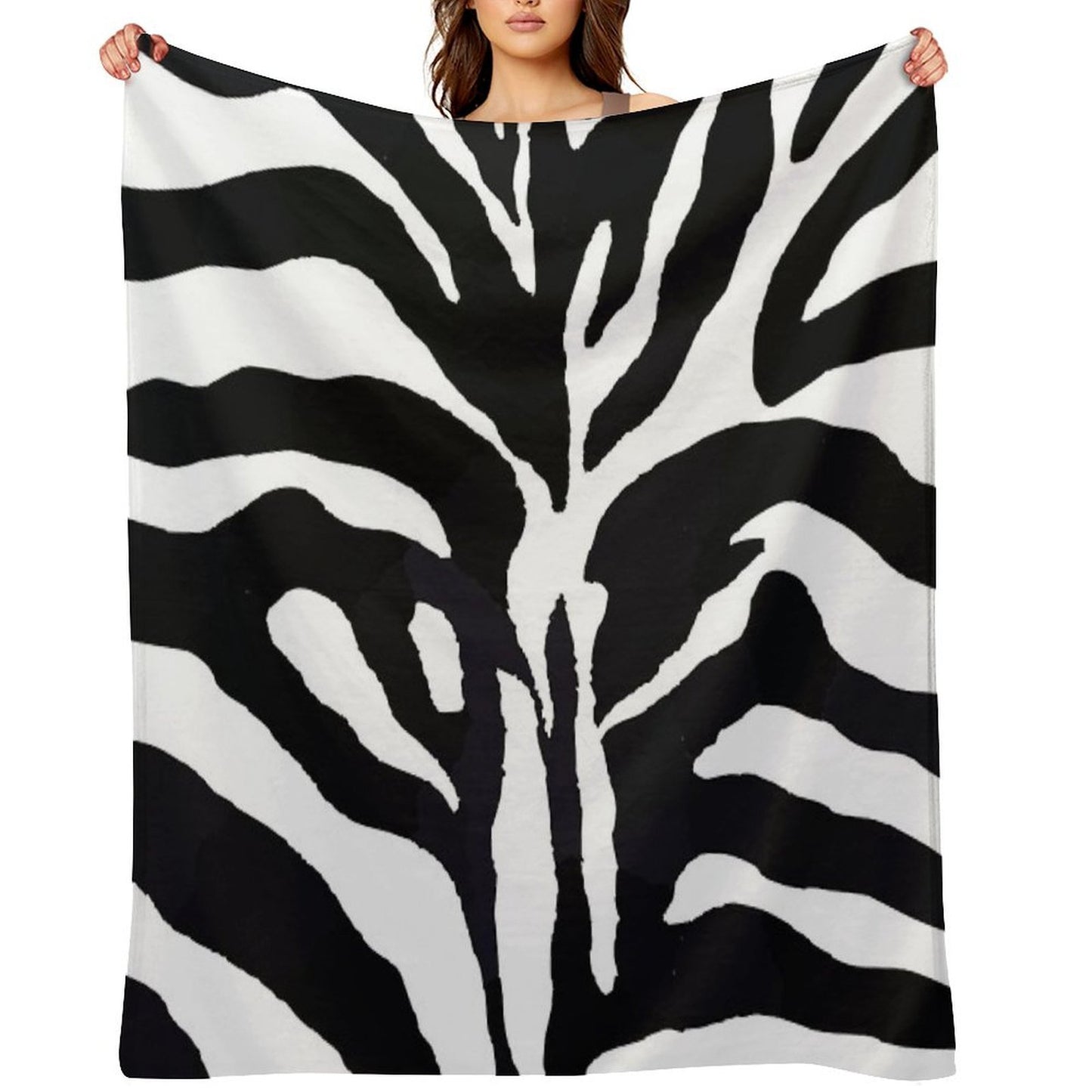 Zebra-pattern-design Travel-friendly Throw Blanket