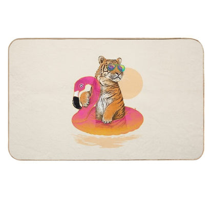 Chillin, Flamingo Tiger Durable Bath Mat